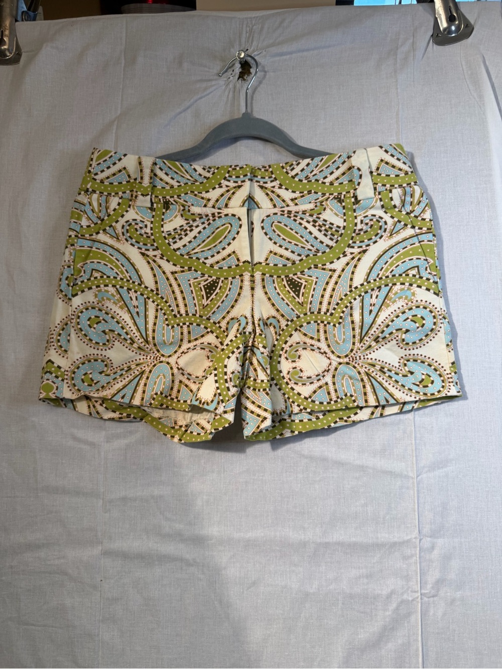 JCREW Size 4 City Fit Women's Printed Cotton Blend Shorts - Green Blue Paisley